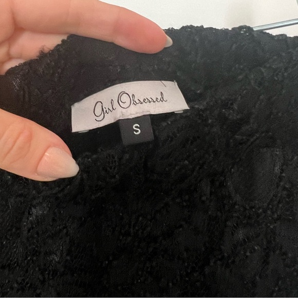 Lace Biker Mini Skirt with Slit - Picture 6 of 7